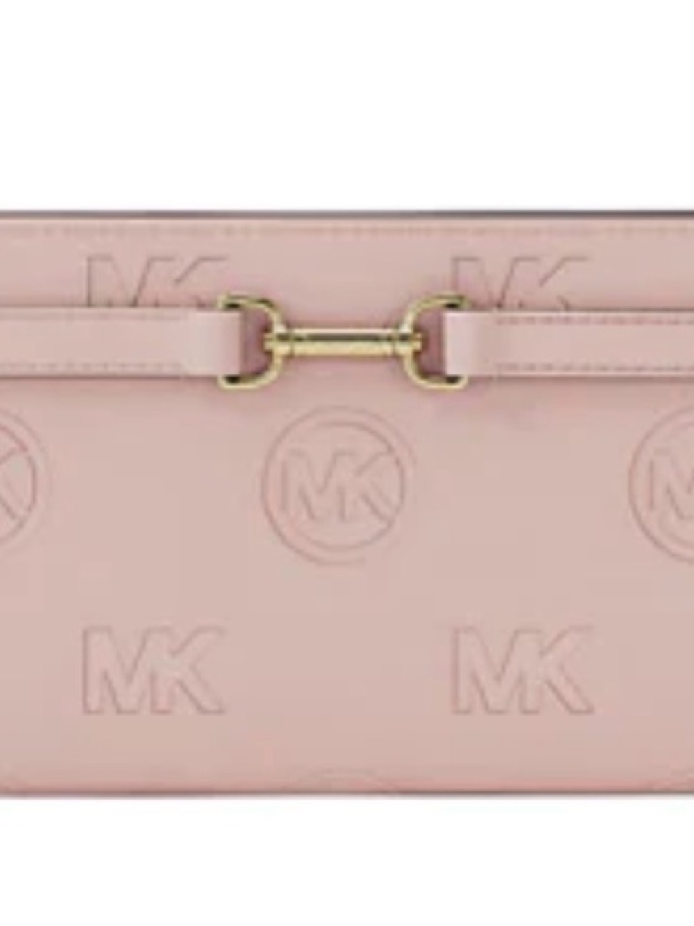 Michael Kors Blush Pink Embossed Logo Wristlet with Gold Hardware